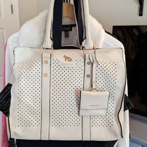 White Emma Fox Tote with Perforated Leather